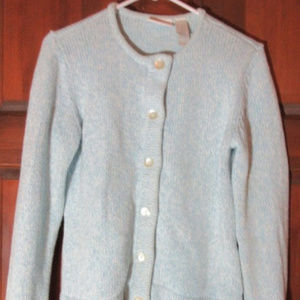 PALE BLUE KNIT CARDIGAN BY LIZ CLAIBORNE Medium